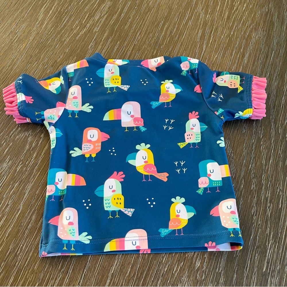 Ruffle Butts Bird Baby Swimsuit Short Sleeve Top Only 6-12M - Picture 3 of 6